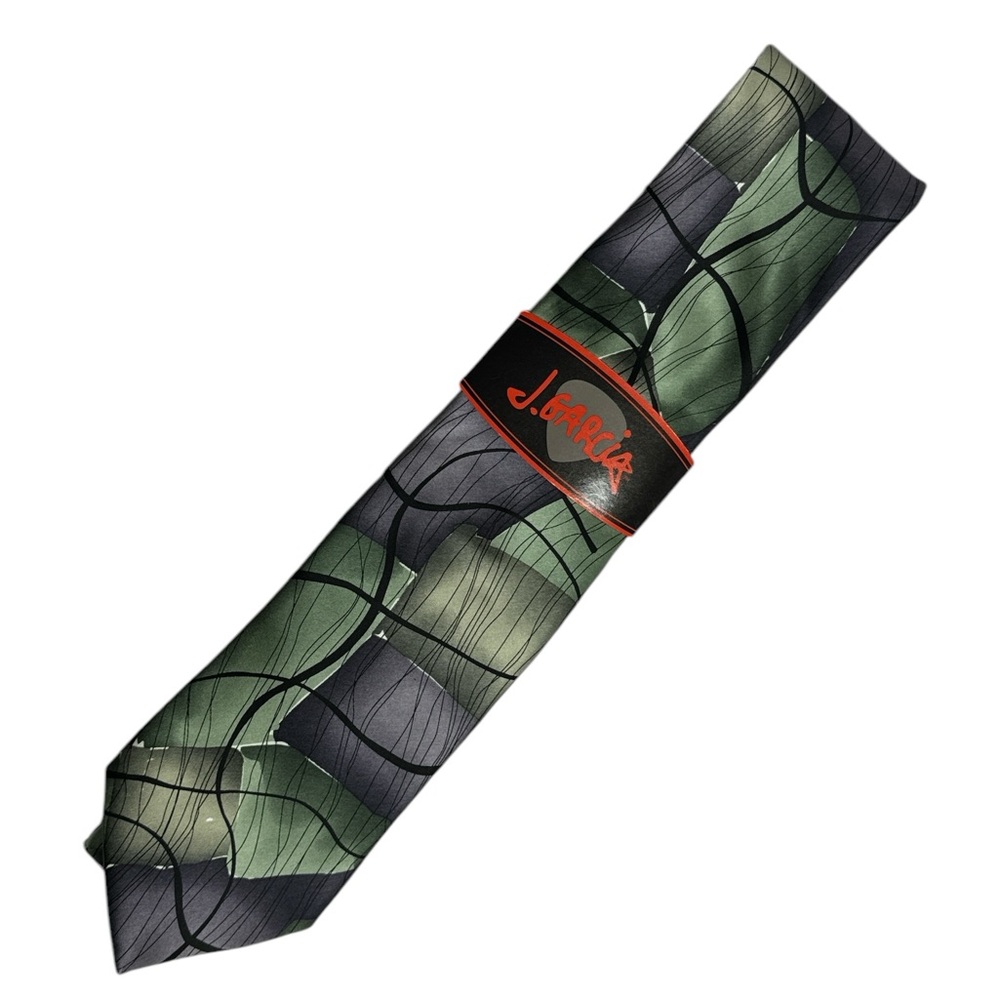 J. Garcia Moon Mountains Men’s Tie NWT Green, Purple and Black 100% Silk
